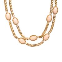 Coral, Diamond, and Yellow Gold Necklace