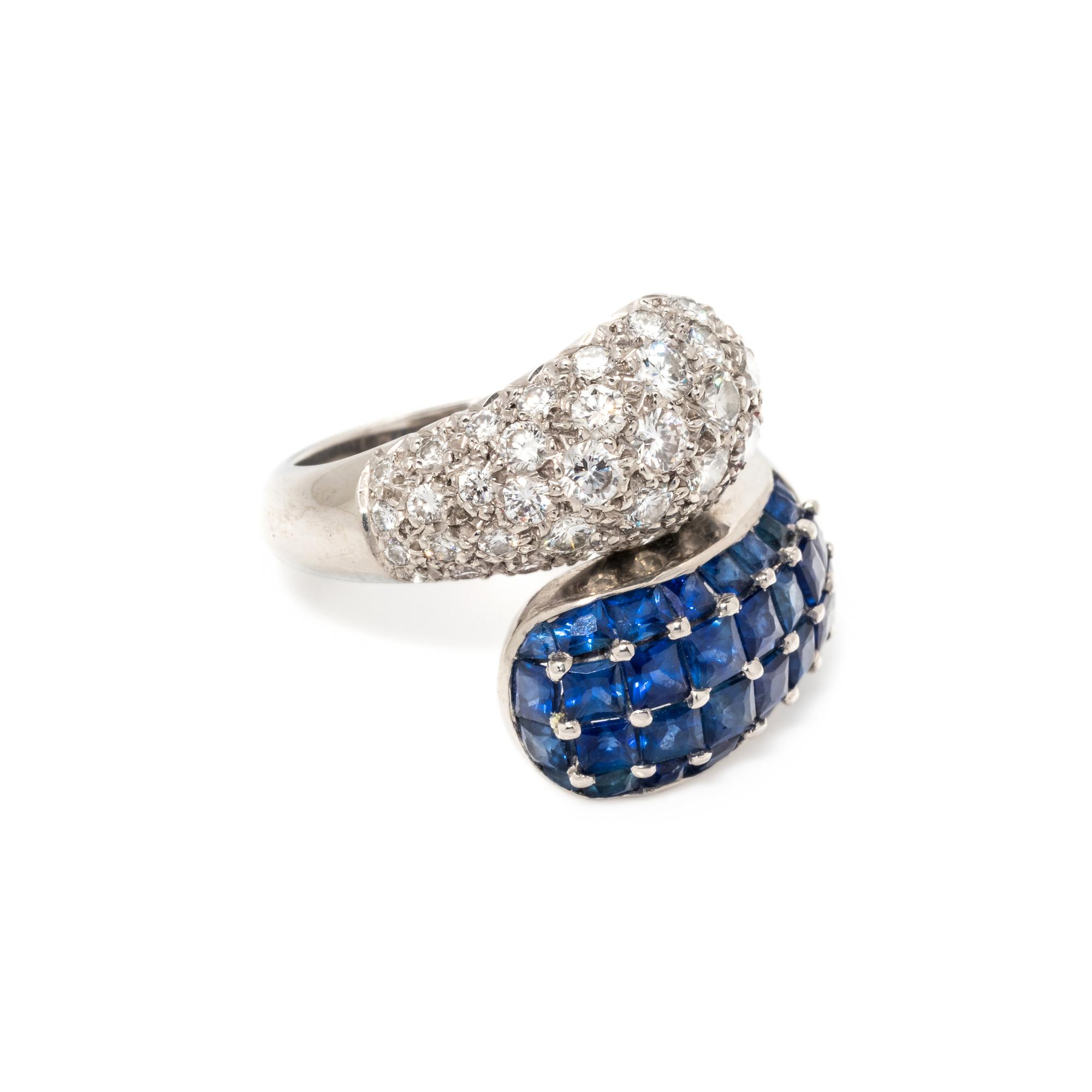 DIAMOND AND SAPPHIRE BYPASS RING