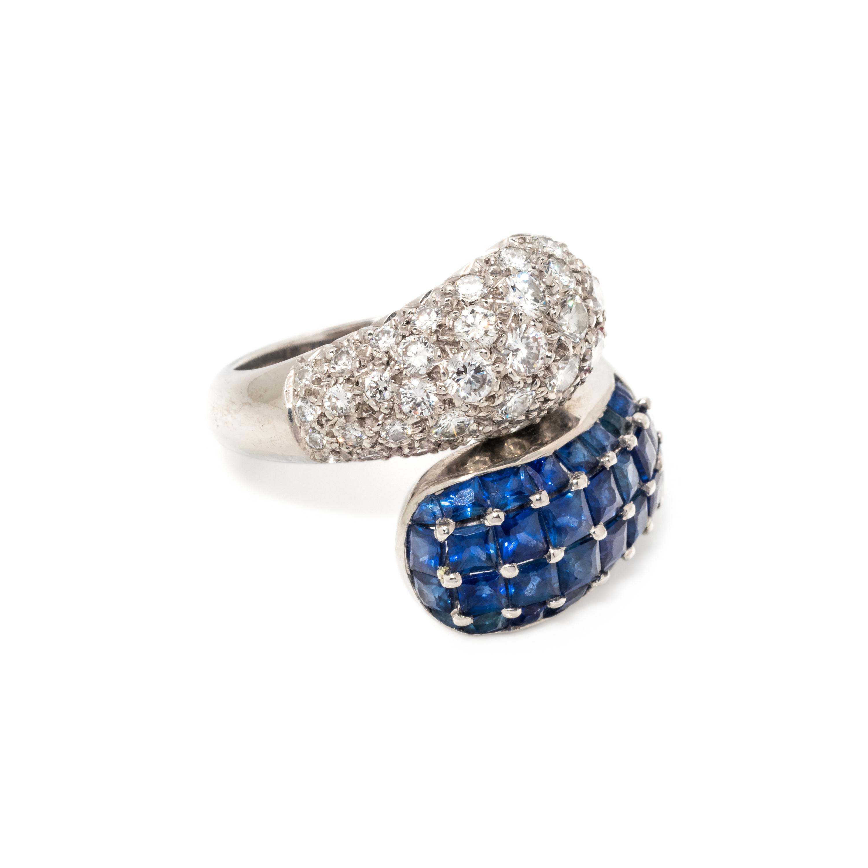 DIAMOND AND SAPPHIRE BYPASS RING