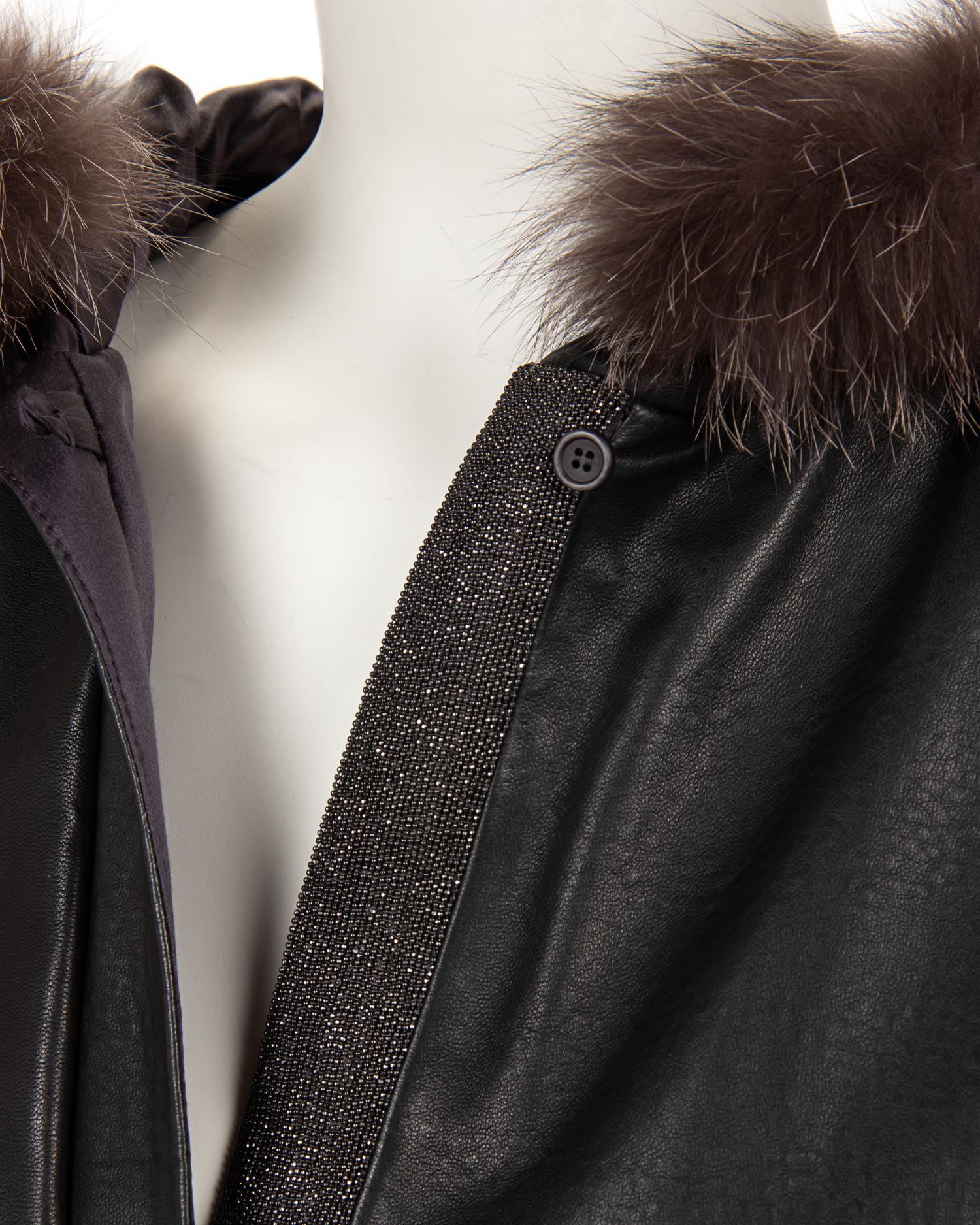 Brunello Cucinelli Fur Trimmed Leather Jacket