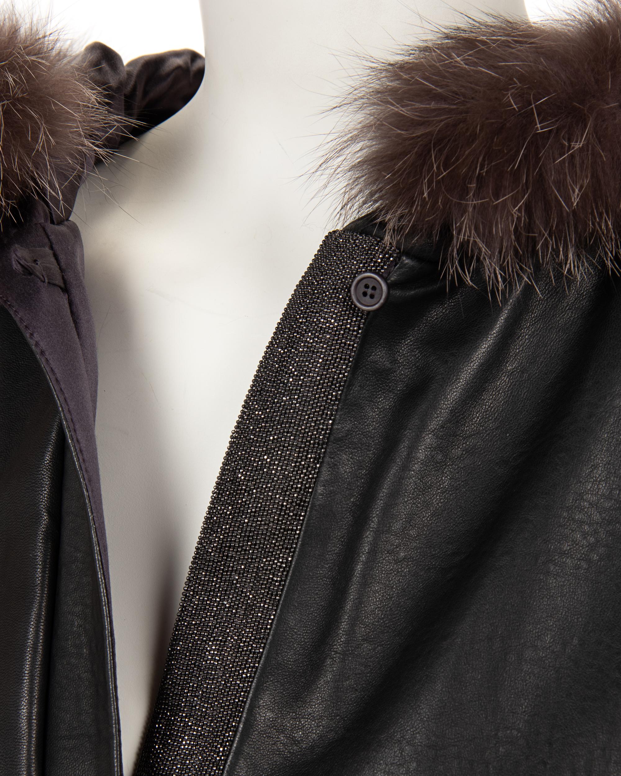 Brunello Cucinelli Fur Trimmed Leather Jacket