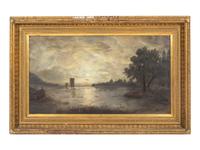 Moonlit Landscape with Boats