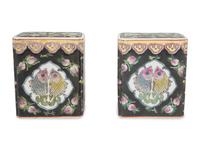 A Pair of Chinese Export Famille Noire Cache Pots — 19TH/20TH CENTURY