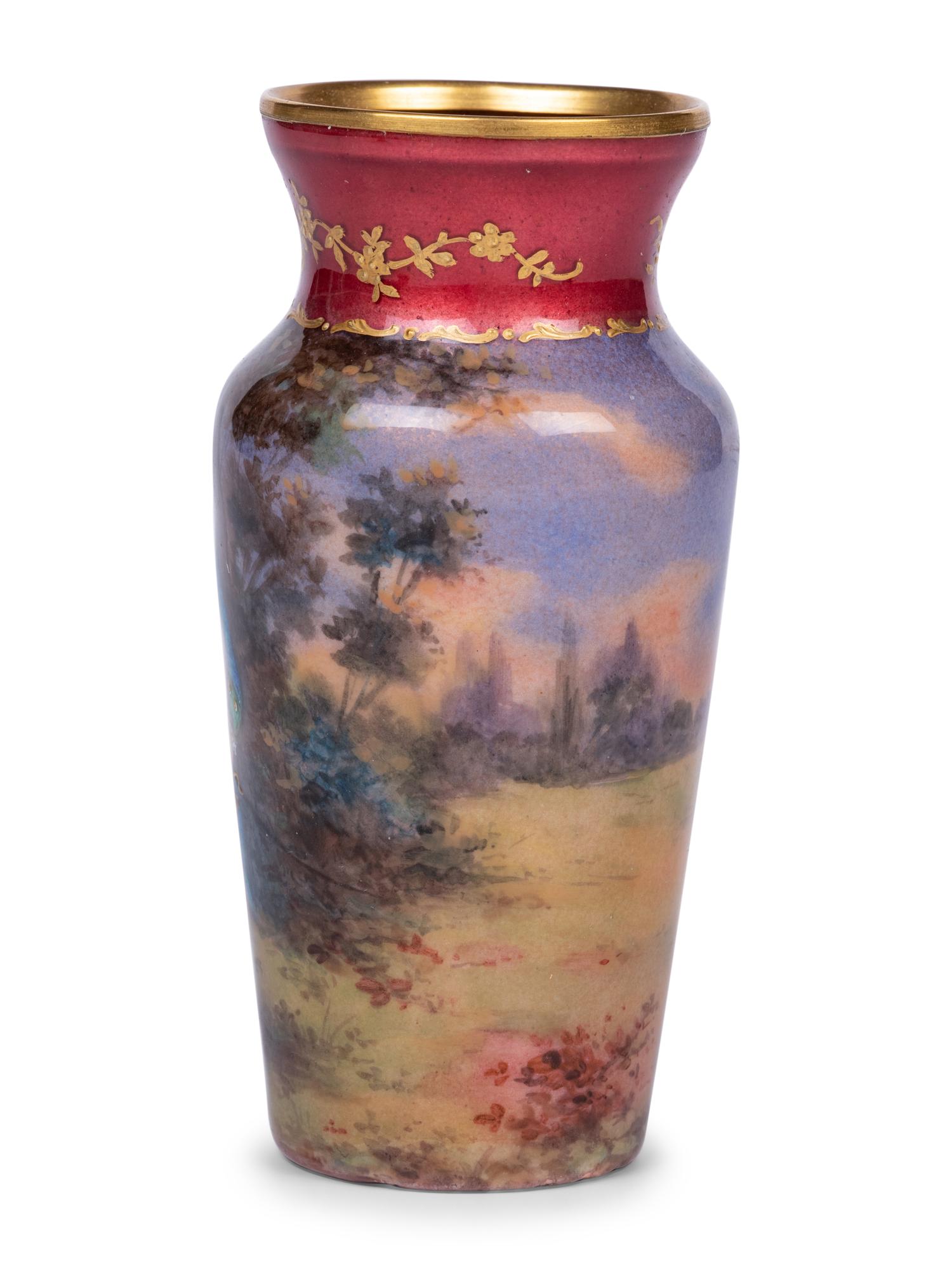 A French Enameled Metal Cabinet Vase
