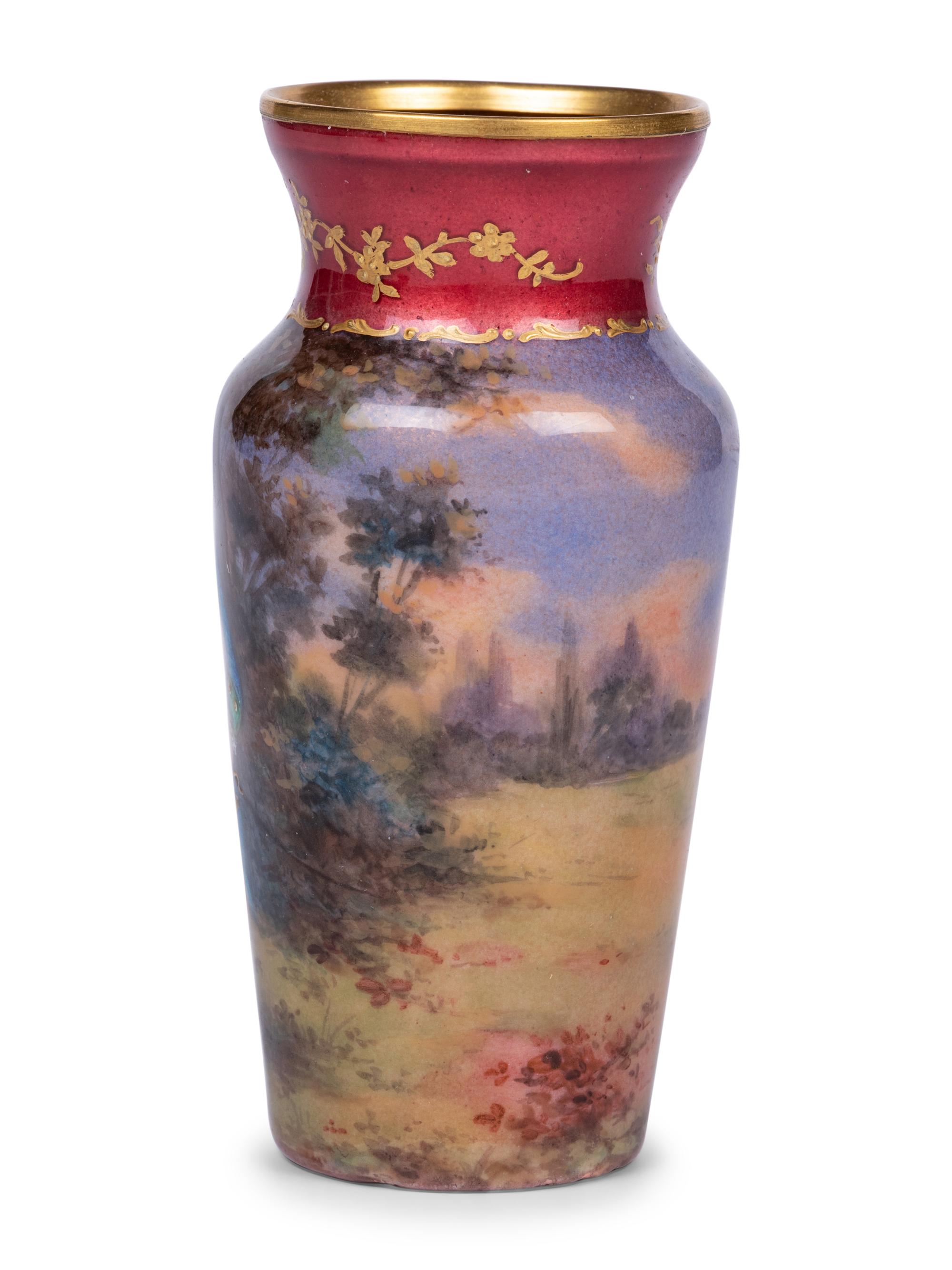 A French Enameled Metal Cabinet Vase