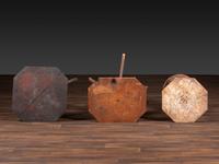 Three Primitive Carved Wood Candlestands