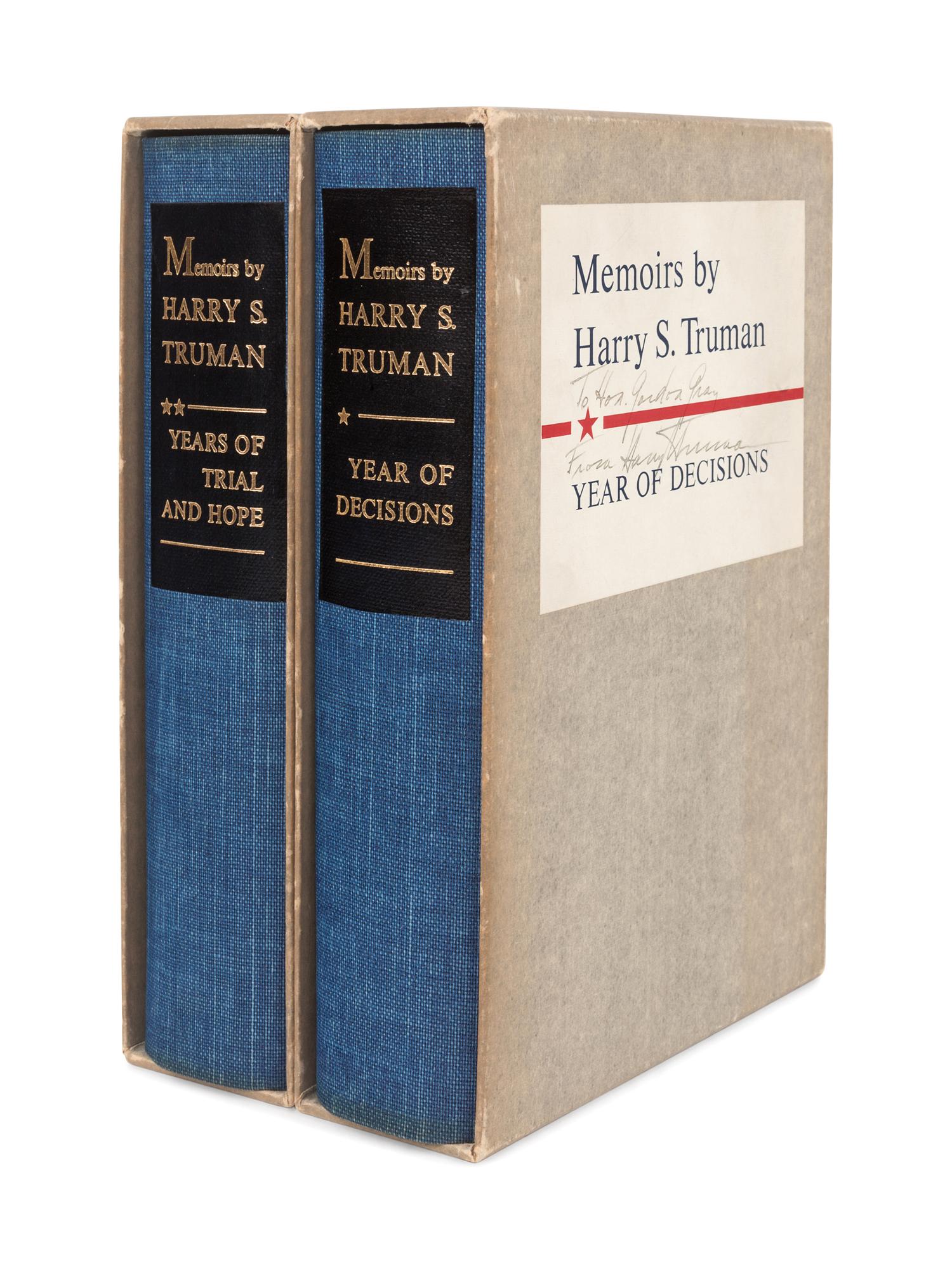 TRUMAN, Harry S. (1884-1972). Memoirs . Garden City, New York: Doubleday & Company, Inc., 1955-1956.