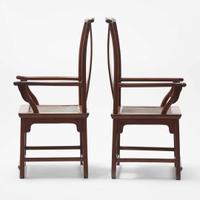 A pair of Chinese huanghuali armchairs, Sichutou Guanmaoyi 黄花梨四出頭官帽椅一對 Late Ming to Qing dynasty 晚明或清