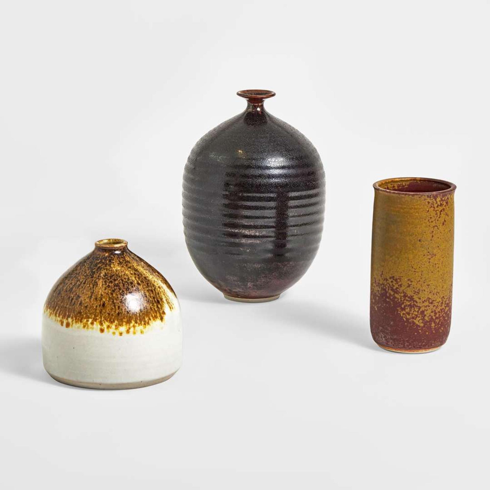Brother Thomas Bezanson (Canadian-American, 1929-2007) Three Porcelain Vases, USA, circa last quarter 20th century