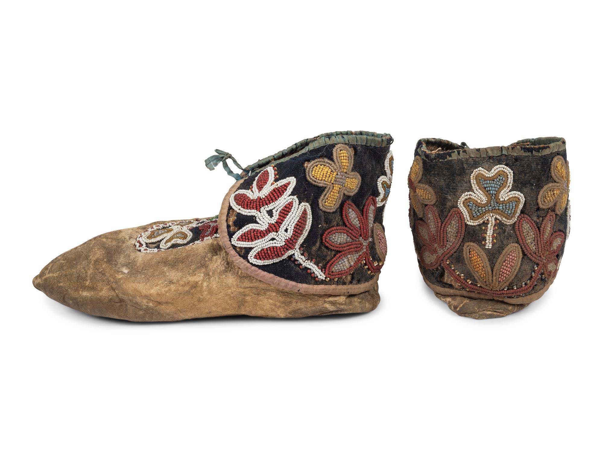 Anishinaabe Beaded Hide Moccasins