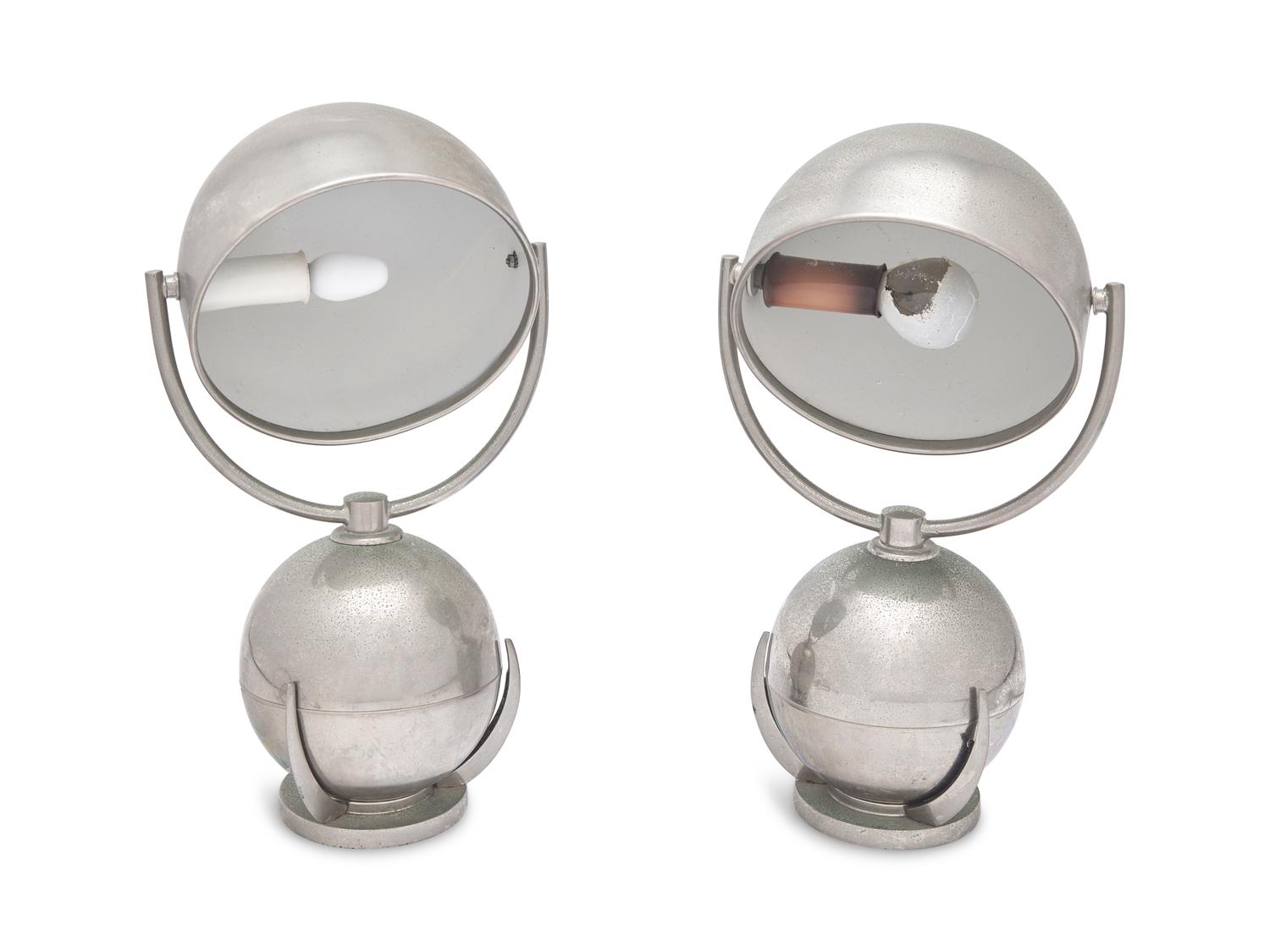 A Pair of Felix Aublet Nickel-Plated Table Lamps