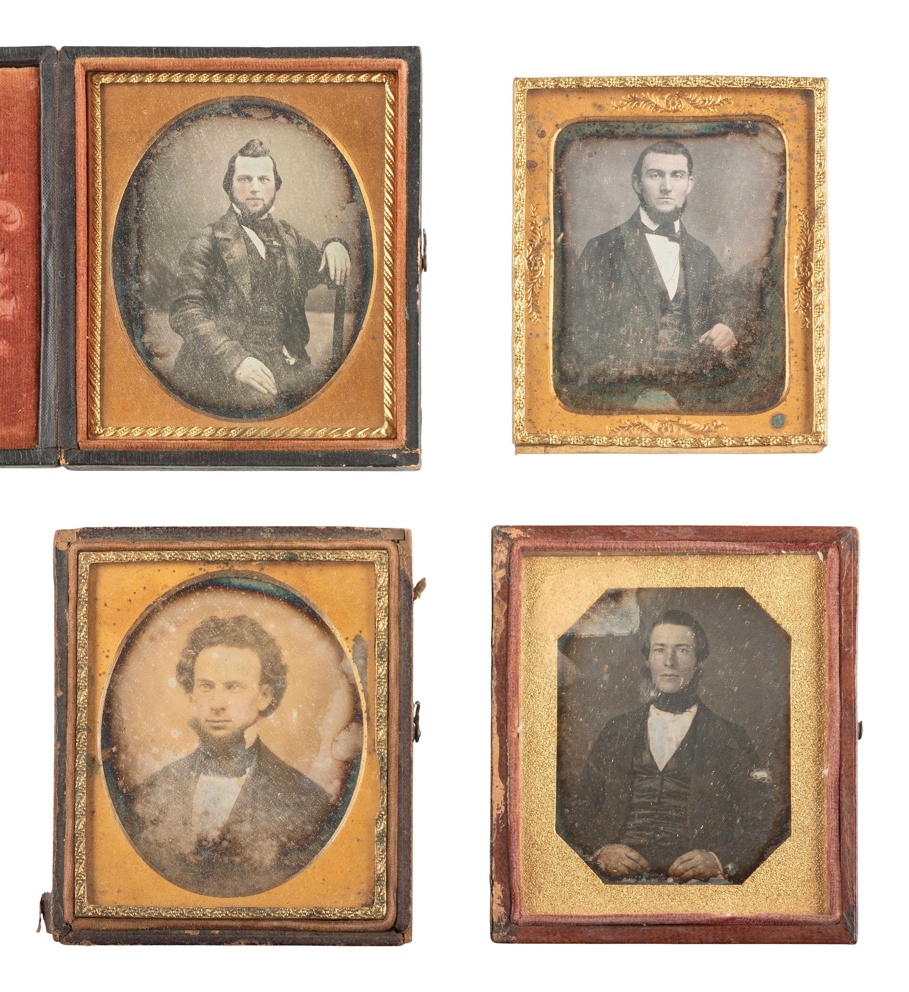 [EARLY PHOTOGRAPHY]. 28 sixth plate daguerreotypes of men with notable hairstyles & facial hair.
