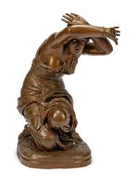 A Large Continental Bronze Figure of a Kneeling Woman