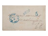 [LIBERIA]. COX, James. Autograph letter signed ("James Cox"). Harper, Camp Palmas, Liberia, 10-11 January 1859. Settler's letter with content regarding slavery and cannibalism.