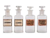 Four Glass Apothecary Bottles