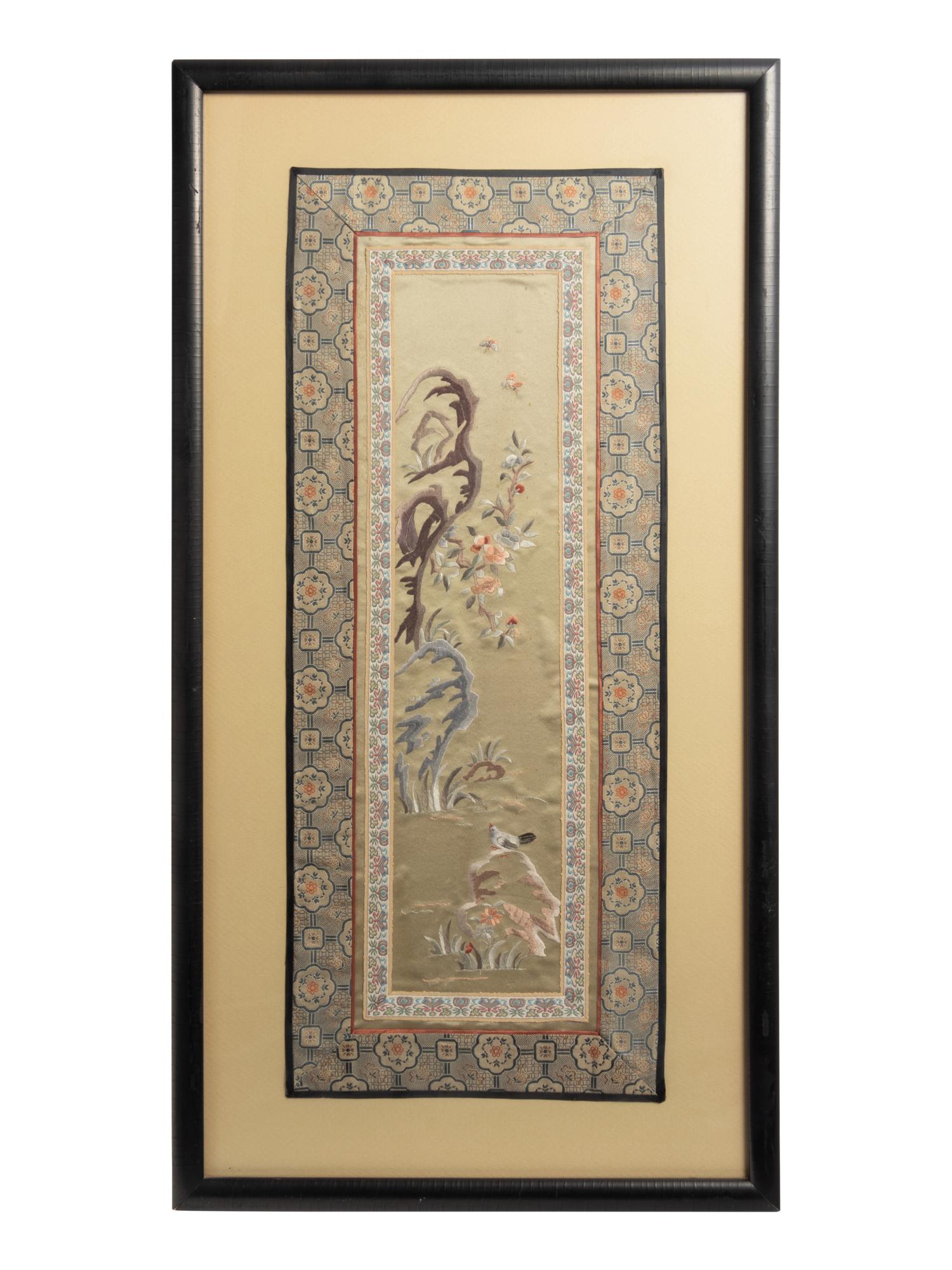 Eight Chinese Embroidered Silk Panels