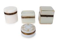 A Group of Four Gilt White Opaline Glass Table Caskets — 19TH/20TH CENTURY