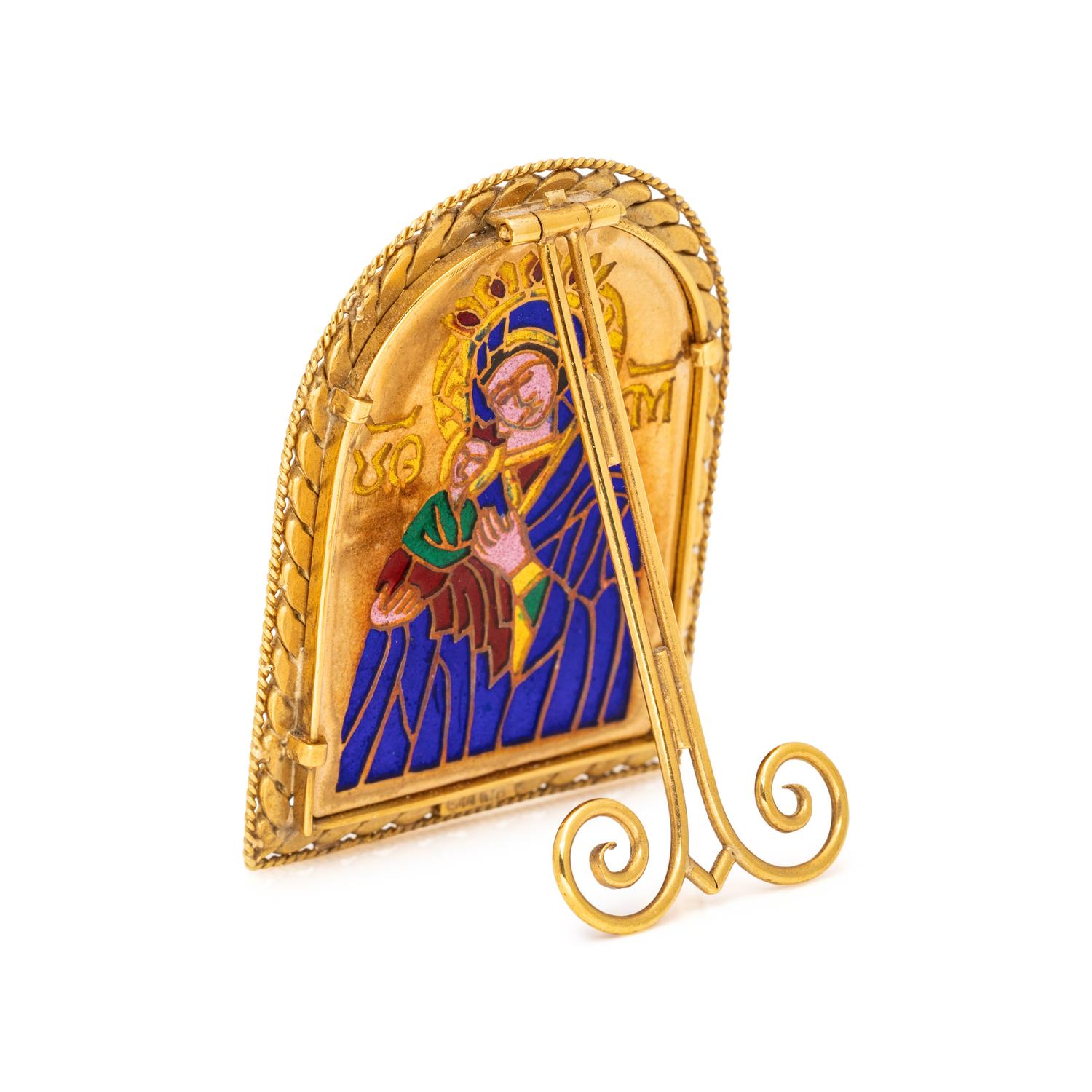 YELLOW GOLD AND PLIQUE- À-JOUR ENAMEL ICON
