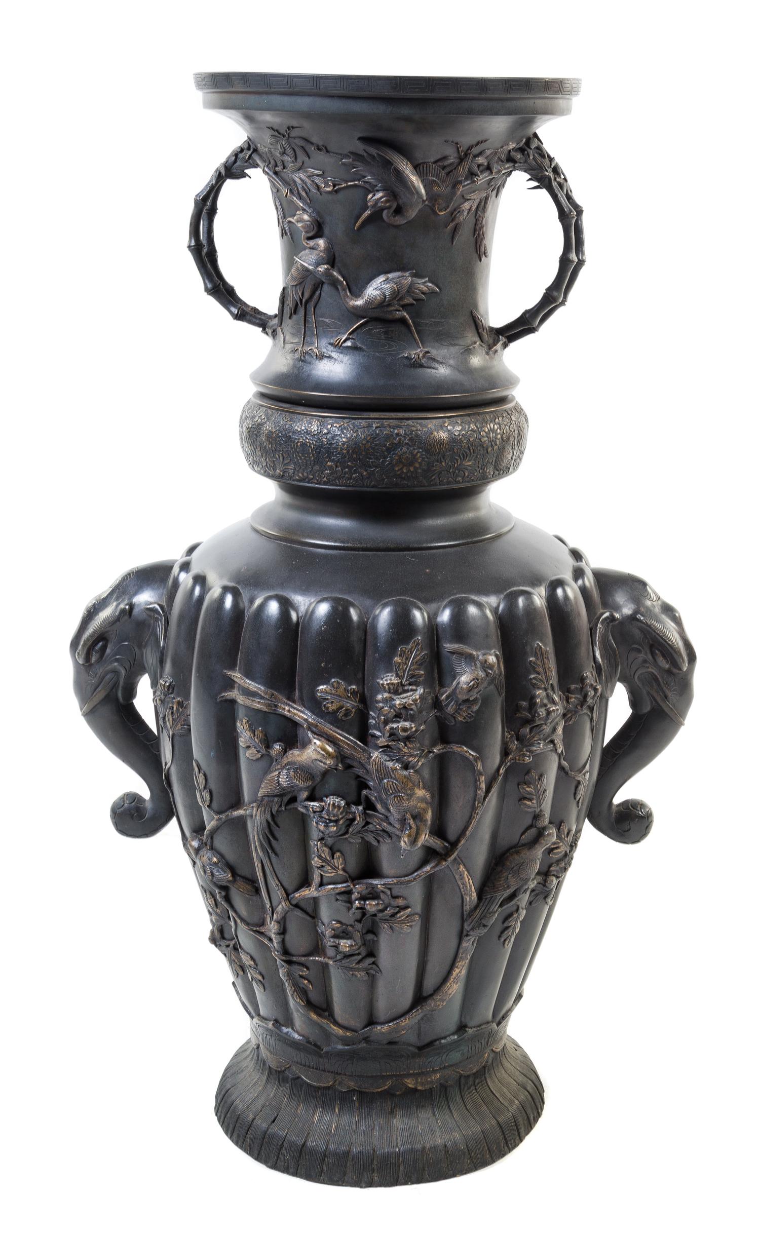 A Massive Bronze Vase Height 38 1/2 inches.