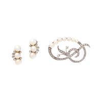 COLLECTION OF CULTURED PEARL AND DIAMOND JEWELRY