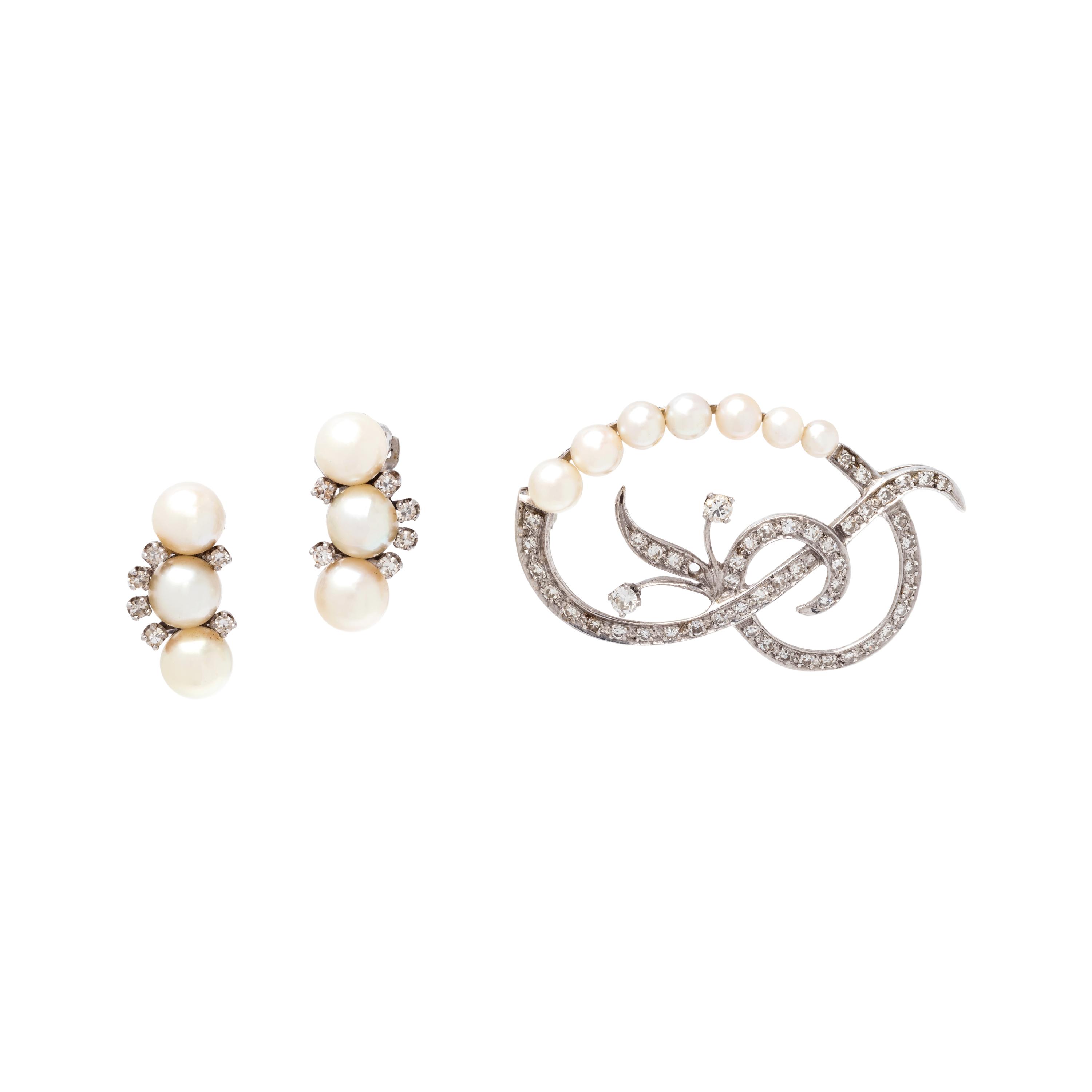 COLLECTION OF CULTURED PEARL AND DIAMOND JEWELRY