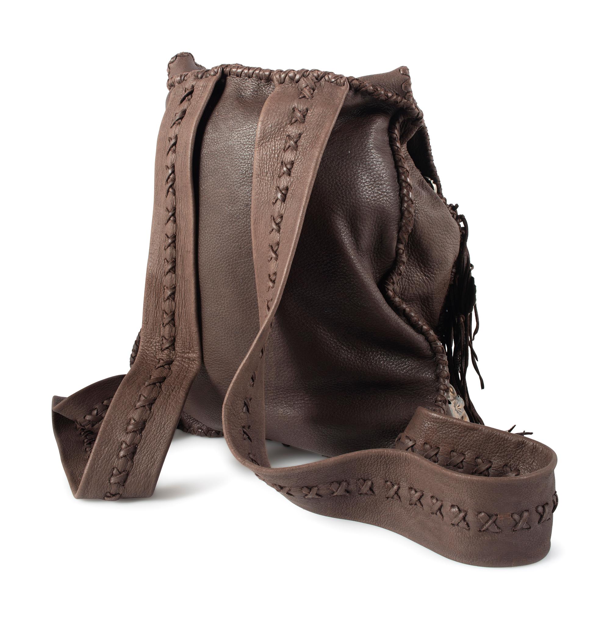 Southwestern-Style Brown Leather Satchel Backpack