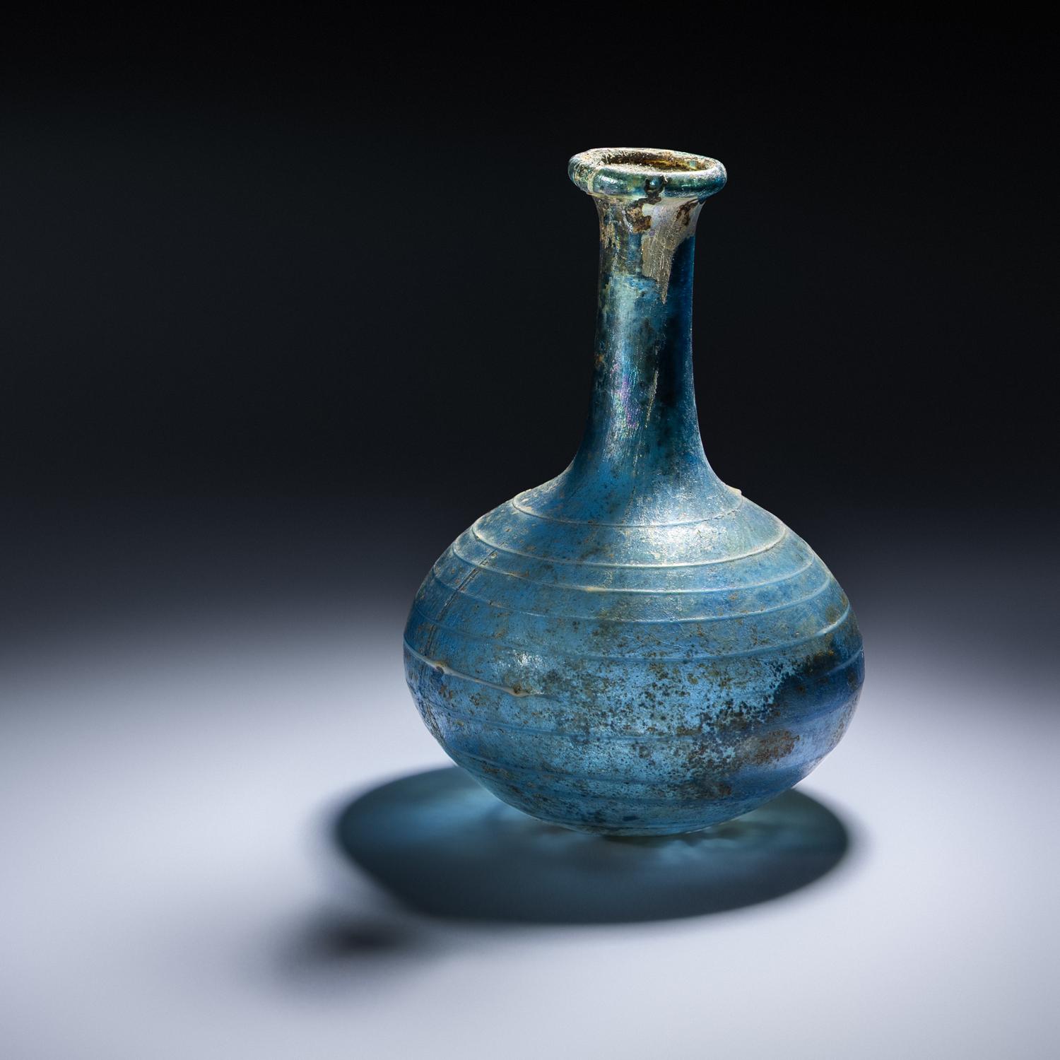 A Roman Blue Glass Bottle