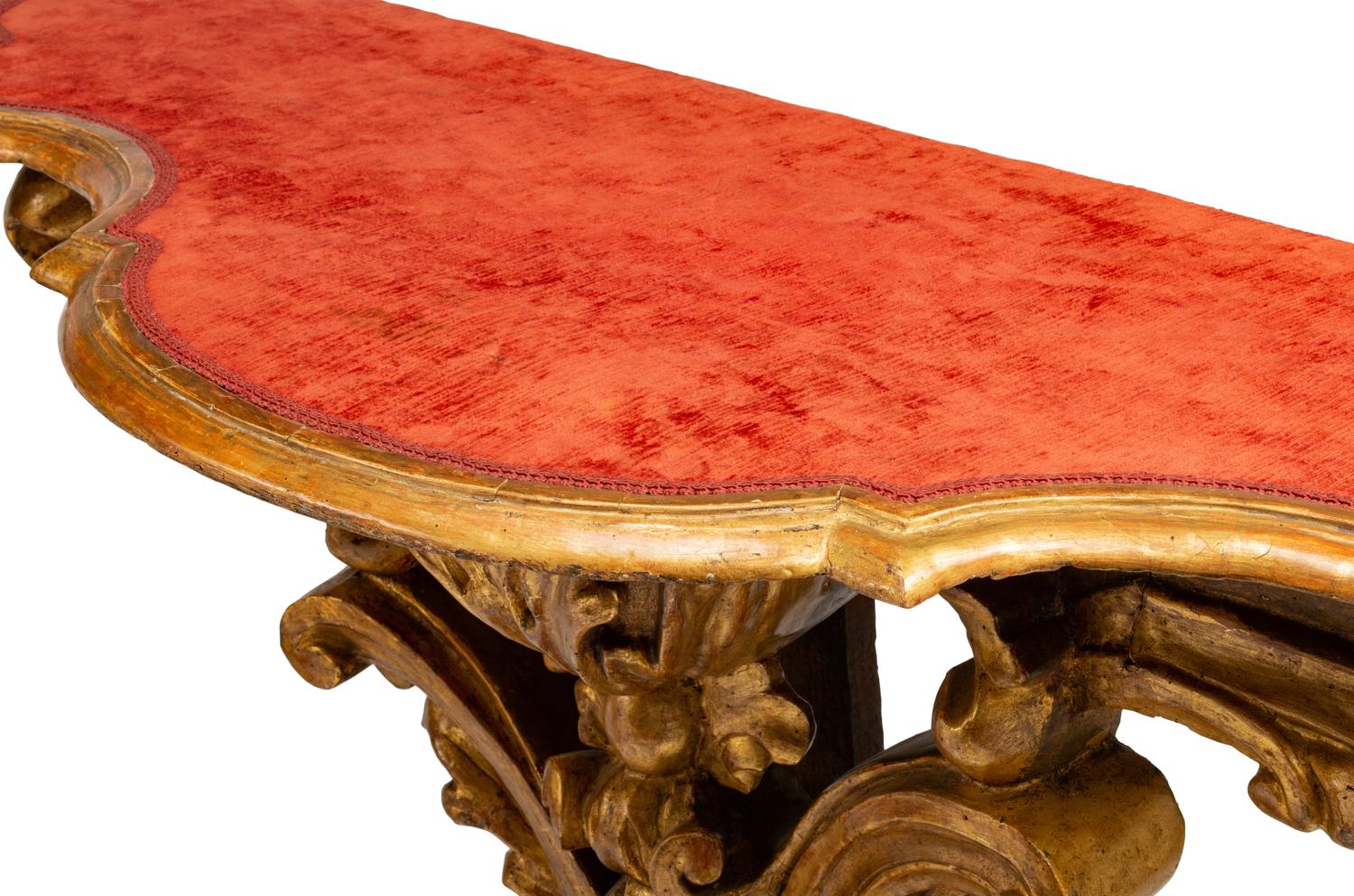A Pair of Italian Giltwood Console Tables