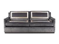 A Custom Velvet-Upholstered Two-Seat Sofa