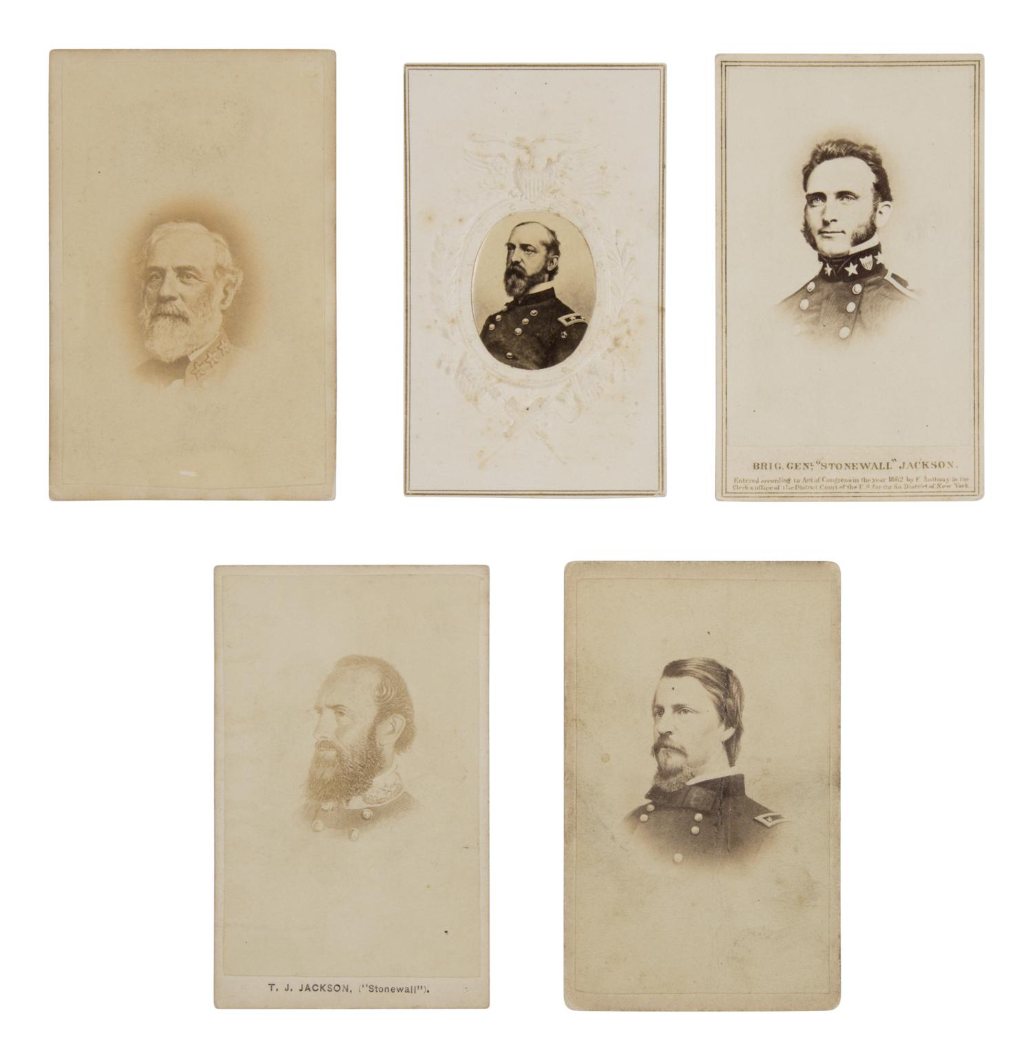 [Civil War]. A group of 5 carte de visites of Civil War generals. Ca. 1860s-1870s.