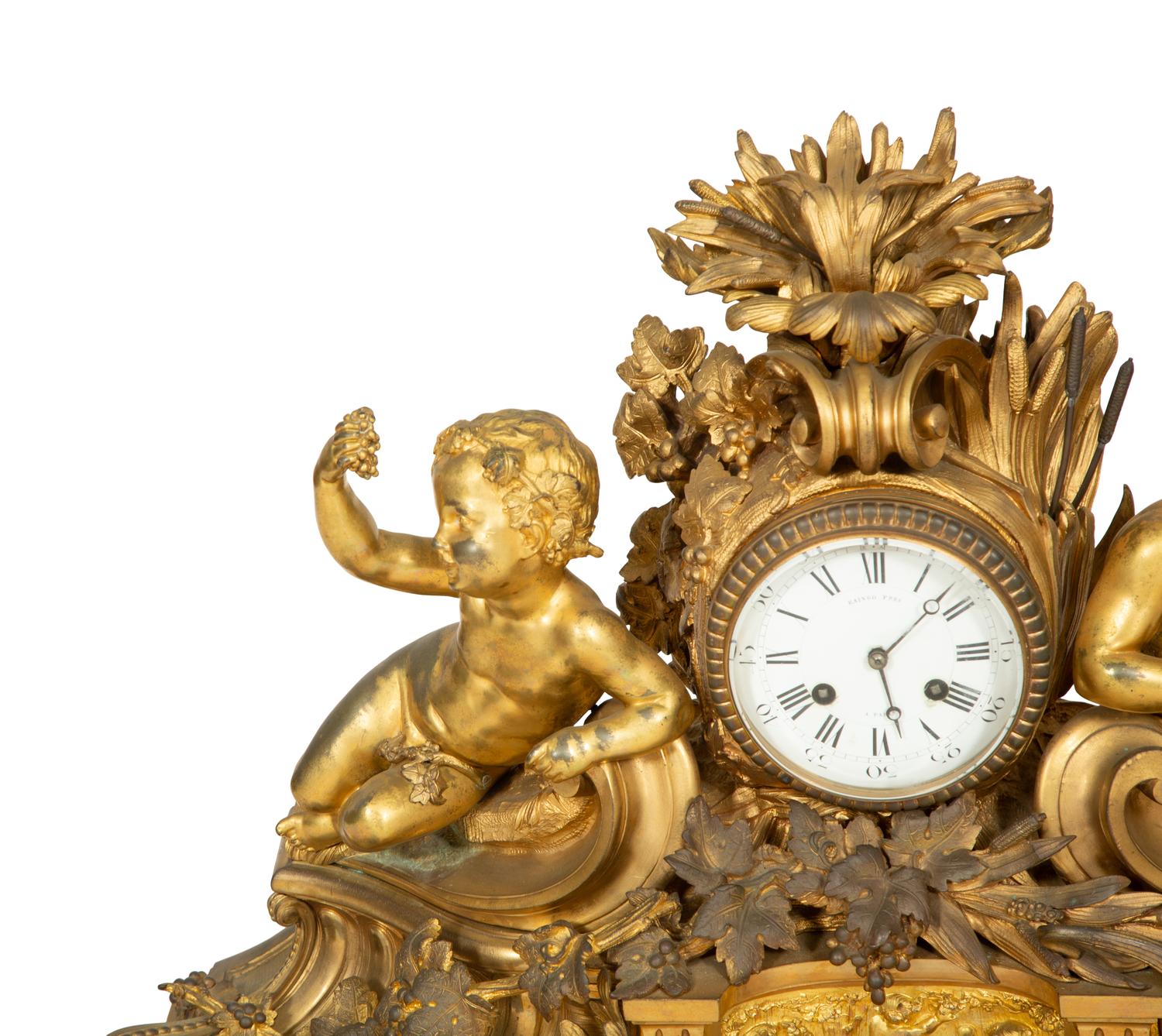 A Napoleon III Gilt Bronze Mantel Clock