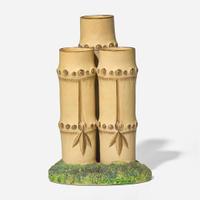 A Wedgwood Encaustic-Decorated Caneware Three-Tube Bamboo-Form Vase UK, circa 1800