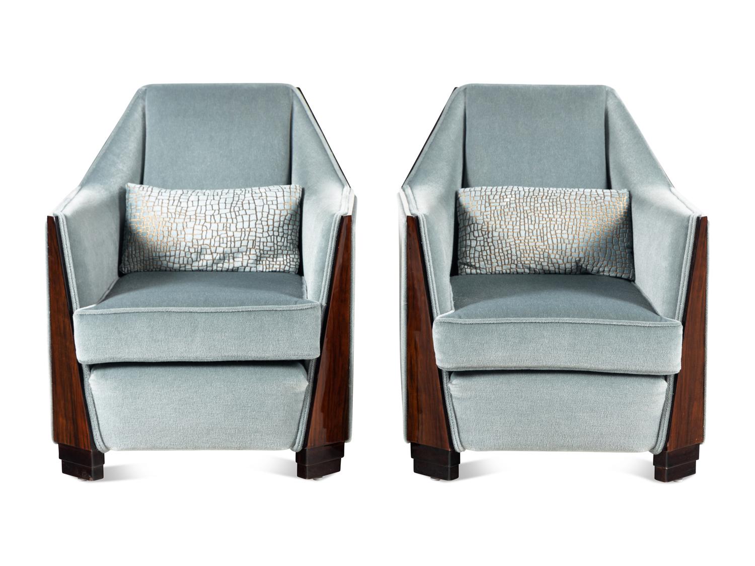 Pair of Hungarian Walnut Armchairs, c. 1940