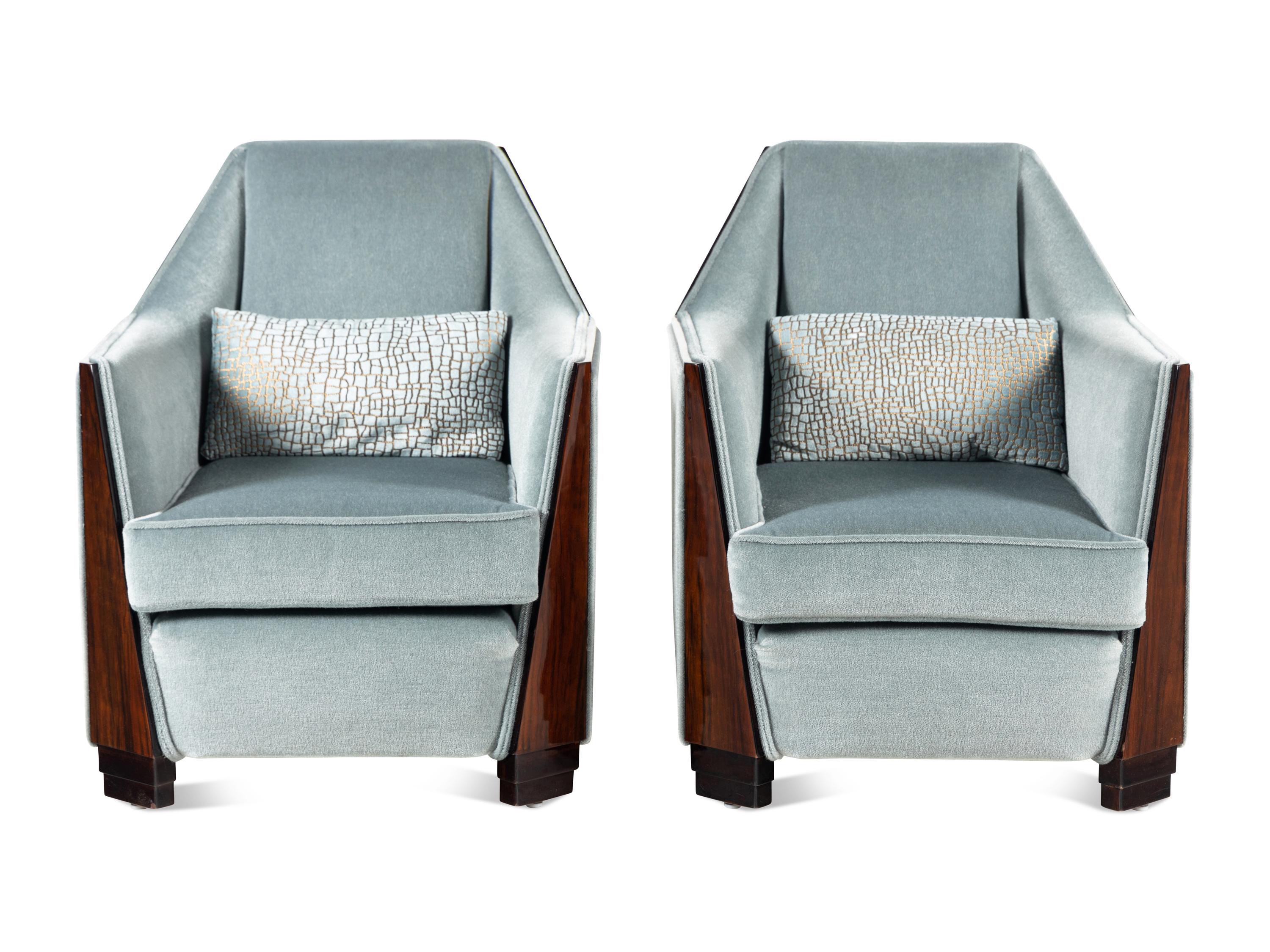 Pair of Hungarian Walnut Armchairs, c. 1940
