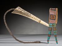 Northern Plains Elk Antler Quirt, with Beaded Buffalo Hide Wrist Strap