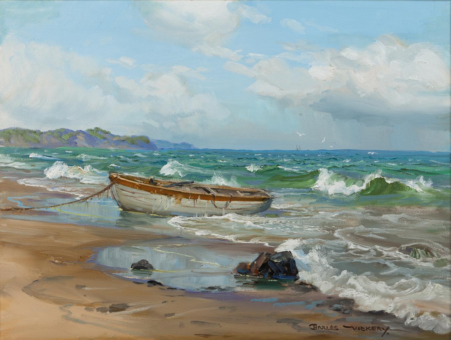Rowboat Moored on Beach