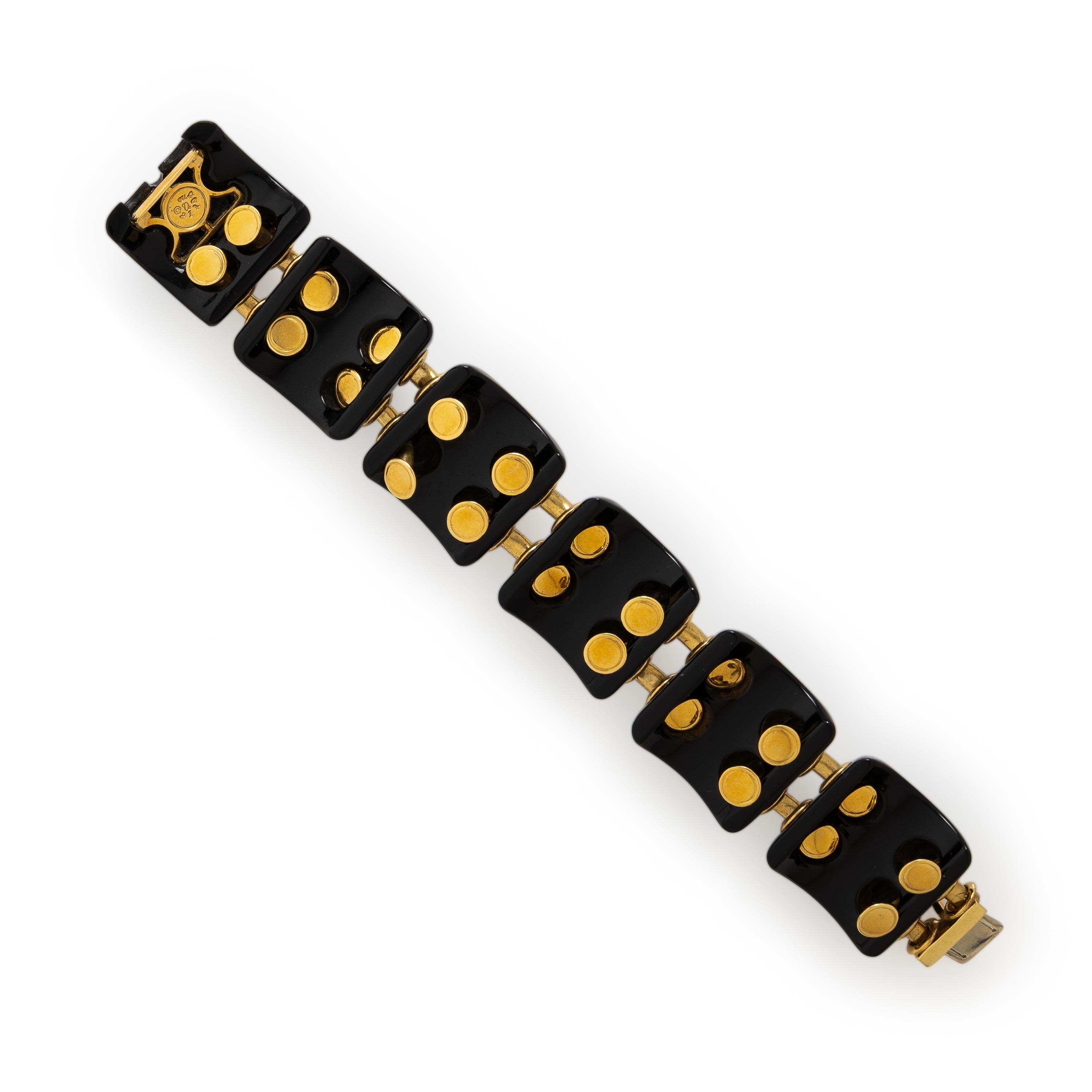 Seaman Schepps, Carved Onyx and Yellow Gold Bracelet