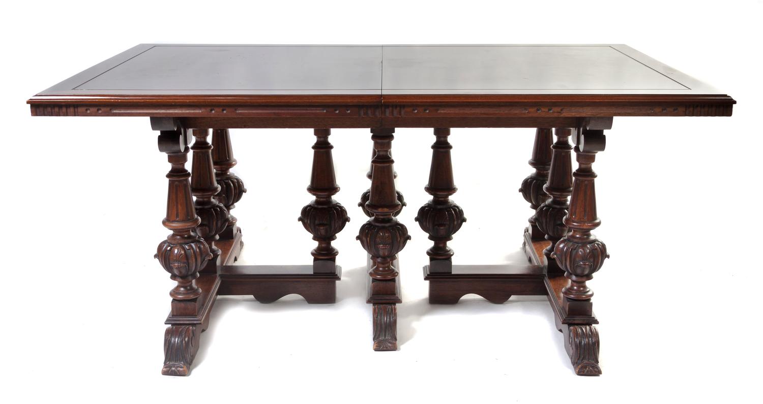 An Assembled Renaissance Revival Mahogany Dining Suite, Height of first 36 inches.