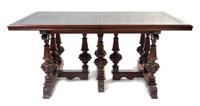 An Assembled Renaissance Revival Mahogany Dining Suite, Height of first 36 inches.