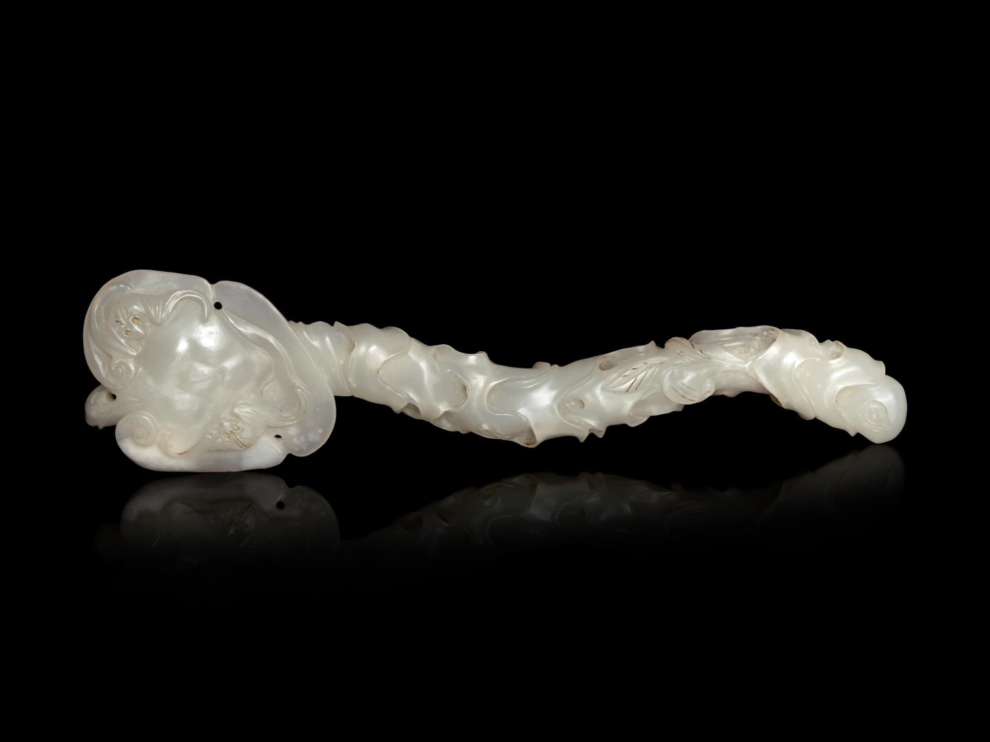 A Chinese White Jade Ruyi Scepter