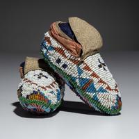 Sioux Child's Fully Beaded Hide Moccasins