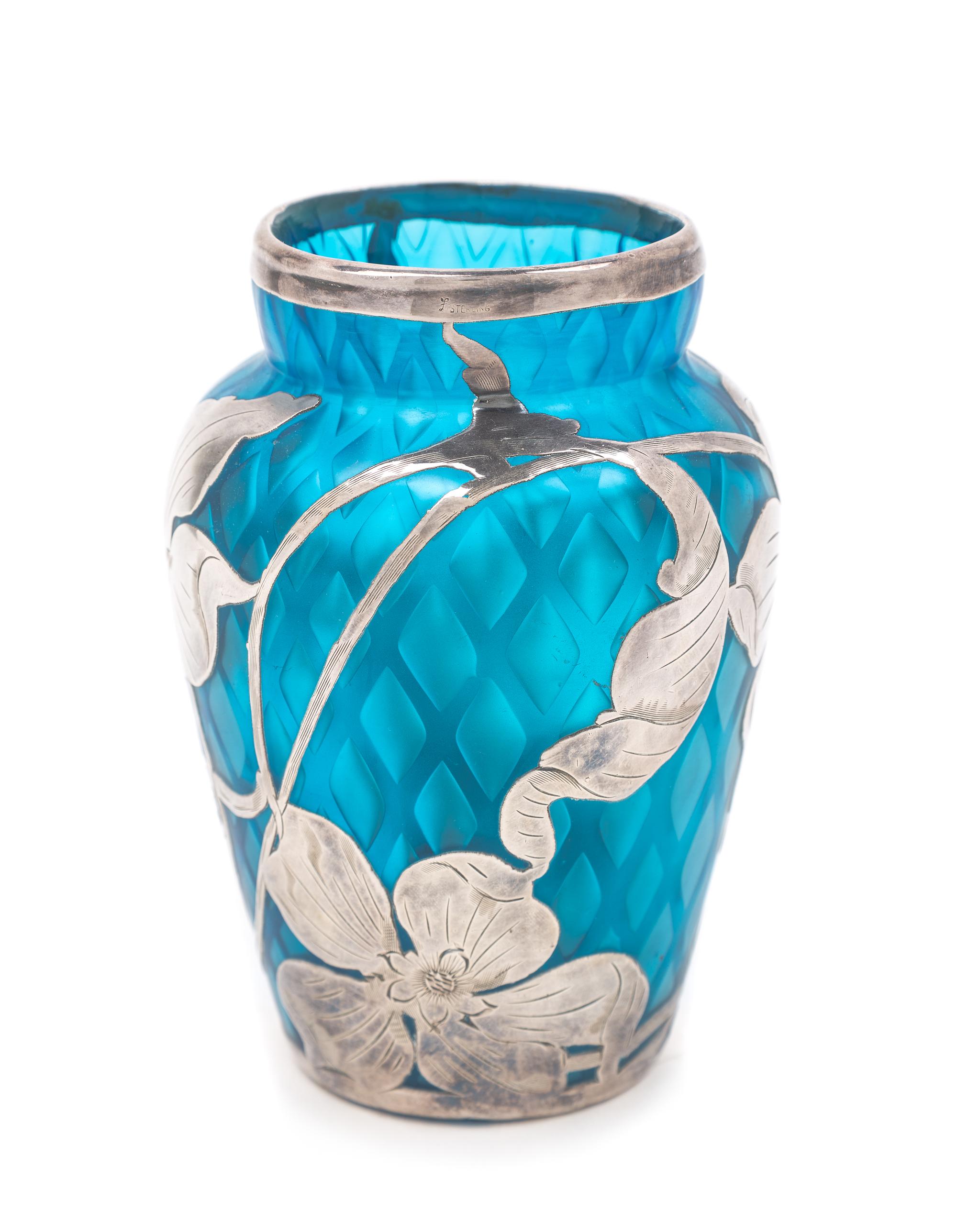 Loetz, EARLY 20TH CENTURY, a silver overlay vase, of ovoid form with floral overlay