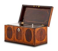 A George III Mahogany and Satinwood Parquetry Tea Caddy
