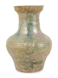 A Chinese Light Green-Glazed Terracotta Hu-Form Vase — HAN DYNASTY