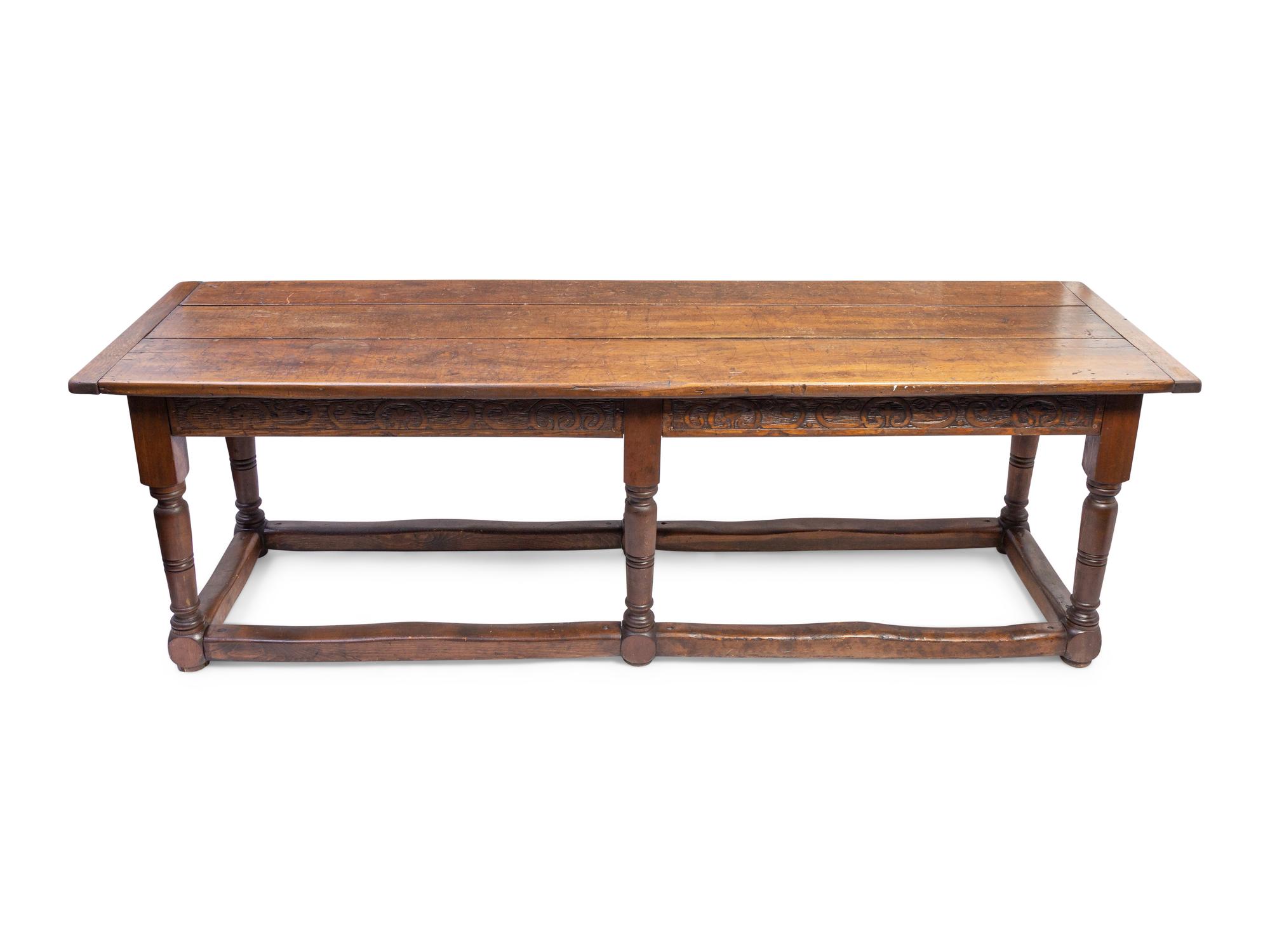 A Continental Walnut Refectory Table