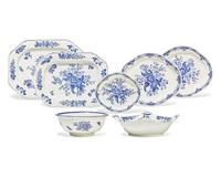 A Group of Seven Worcester Soft-Paste Porcelain "Pinecone" Table Articles