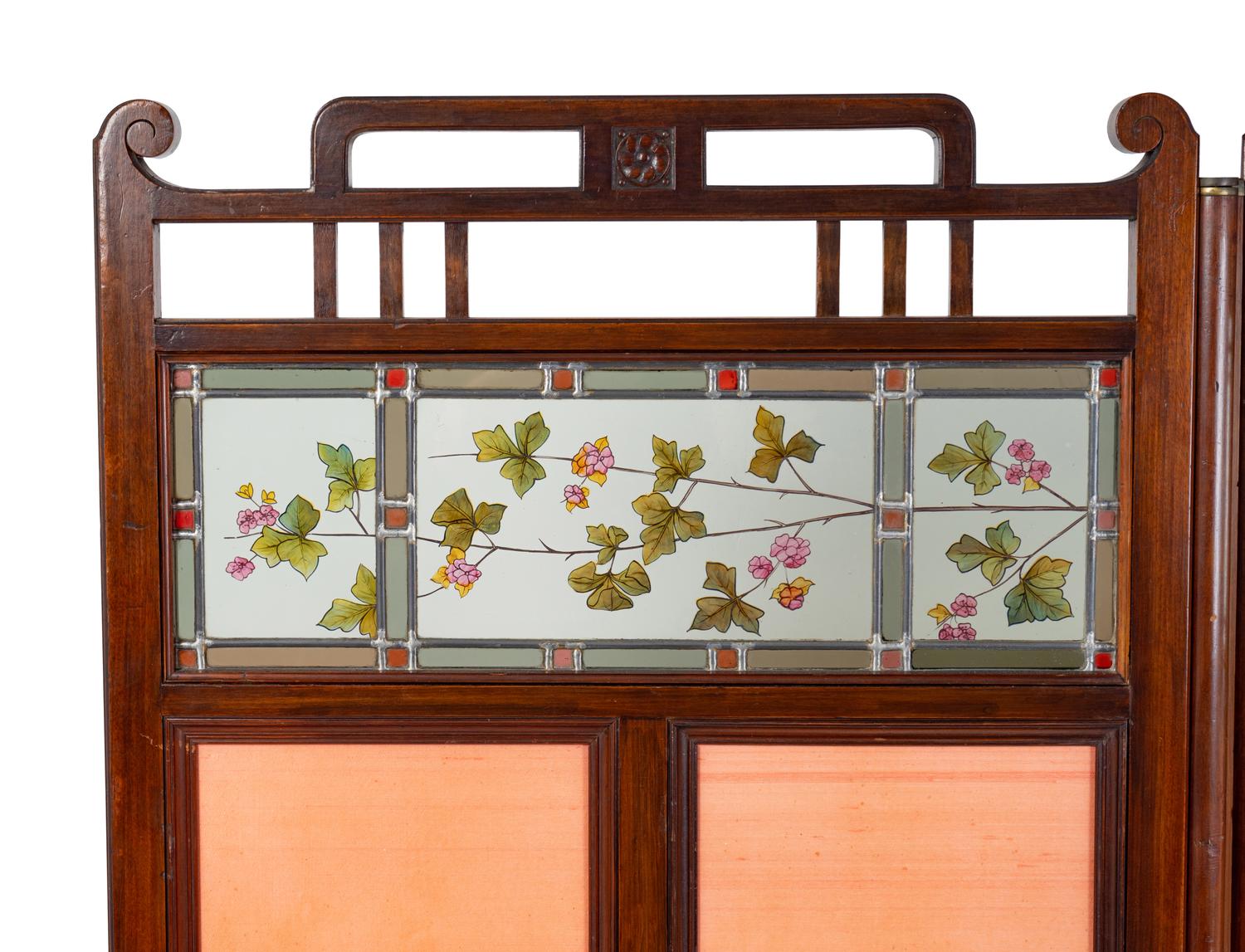 An English Mahogany Three-Panel Floor Screen