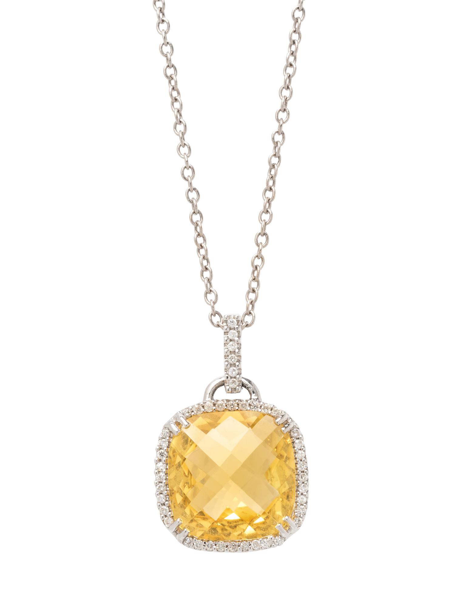 HELIODOR AND DIAMOND PENDANT