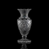 A J. Hoare Brilliant Period Cut Glass Baluster Vase with a Circular Foot