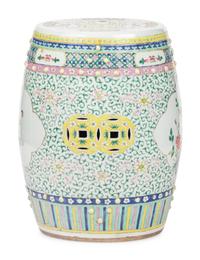 A Chinese Export Famille Rose Reticulated Porcelain Garden Seat